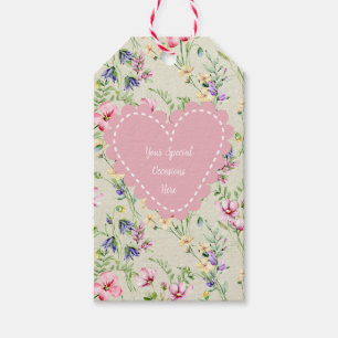 Étiquettes-cadeau Cadre en forme de cœur floral élégant : pour toute