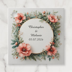 Étiquettes Cadeau Cadre floral à l'aquarelle élégant