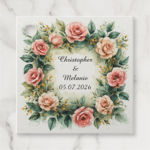 Étiquettes Cadeau Cadre floral à l'aquarelle élégant 
