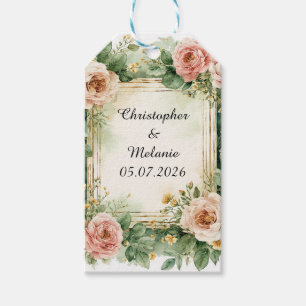 Étiquettes-cadeau Cadre floral à l'aquarelle élégant