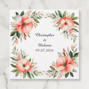 Étiquettes Cadeau Cadre floral à l'aquarelle élégant