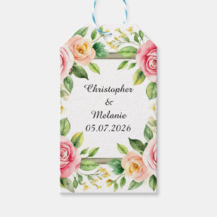 Étiquettes-cadeau Cadre floral à l'aquarelle élégant 
