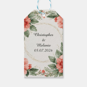 Étiquettes-cadeau Cadre floral à l'aquarelle élégant