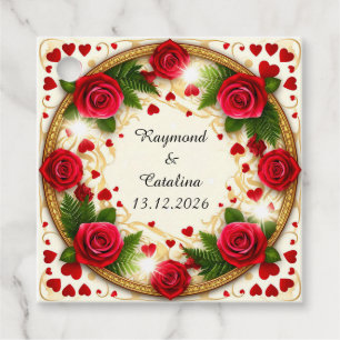 Étiquettes Cadeau Cadre floral avec roses rouges