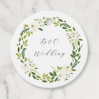 Étiquettes Cadeau Cadre floral Rose Blanche Luxe