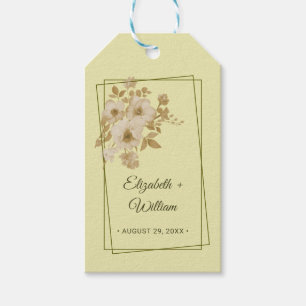 Étiquettes-cadeau Cadre rose - Mariage jaune céleste