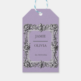 Étiquettes-cadeau Cadre Victorien Personnalisé lavande - mariage