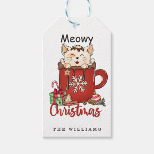 Étiquettes-cadeau Café au chocolat de Noël Meowy