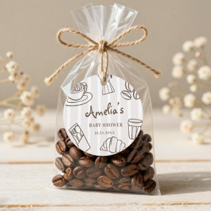 Étiquettes Cadeau Cafe Bebe Rayures Modernes Fantaisistes Baby Showe