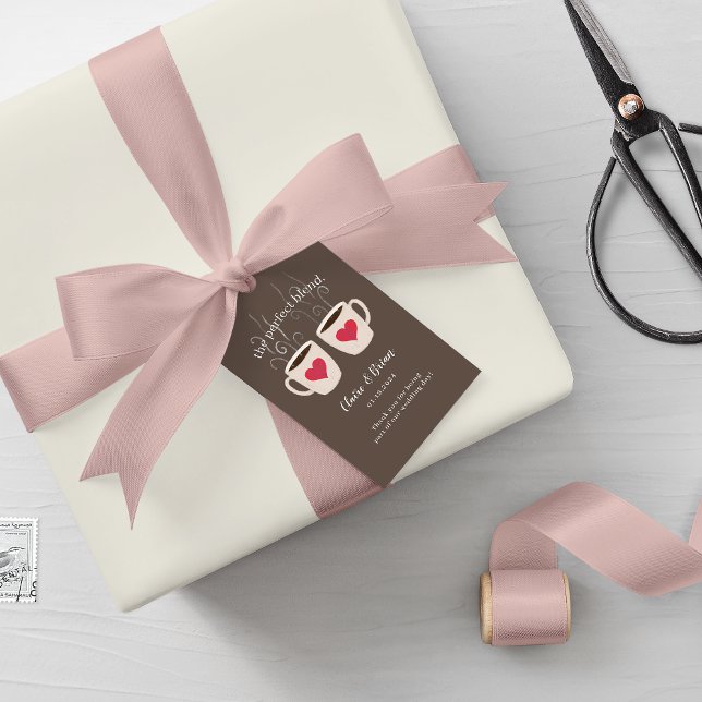 Étiquettes-cadeau Café Brown Illustré Mugs de café Mélange parfait (Créateur téléchargé)