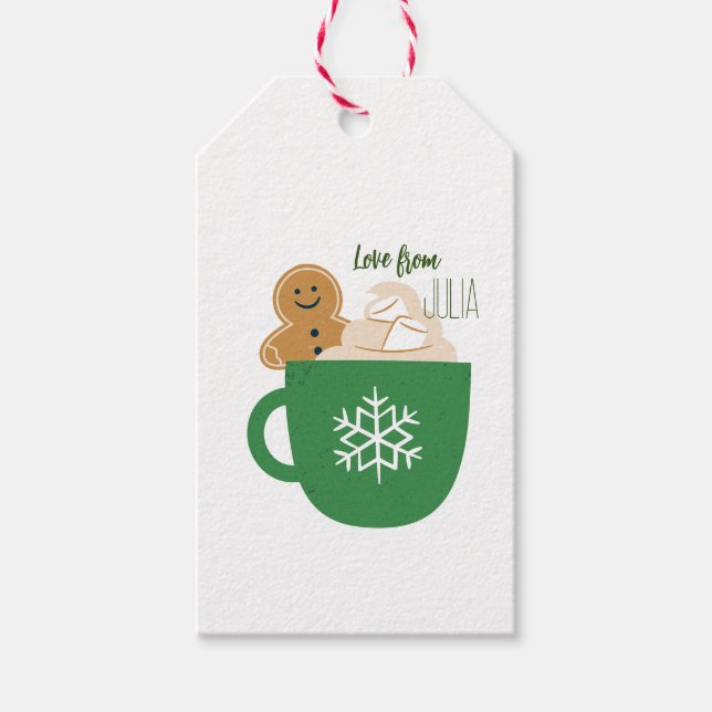 Étiquettes-cadeau Café de Noël personnalisé Cute Xmas Nom Cadeau (Devant)