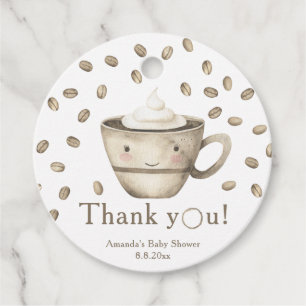 Étiquettes Cadeau Café en préparation Baby shower Merci