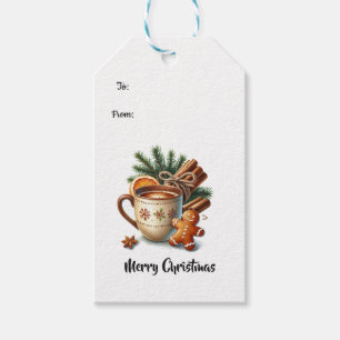 Étiquettes-cadeau Café et biscuit de chaleur des Fêtes