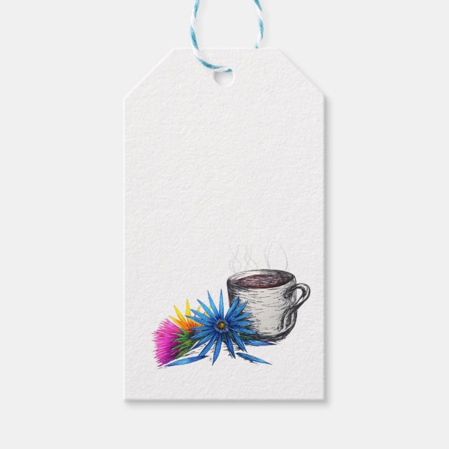 Étiquettes-cadeau Café & Fleurs sauvages (Devant)