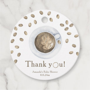 Étiquettes Cadeau Café qui coule Baby shower Merci