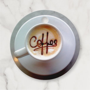 Étiquettes Cadeau Café tasse et soucoupe café latte mignon