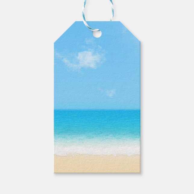 Étiquettes-cadeau Cahier de plage d'été bleu (Devant)