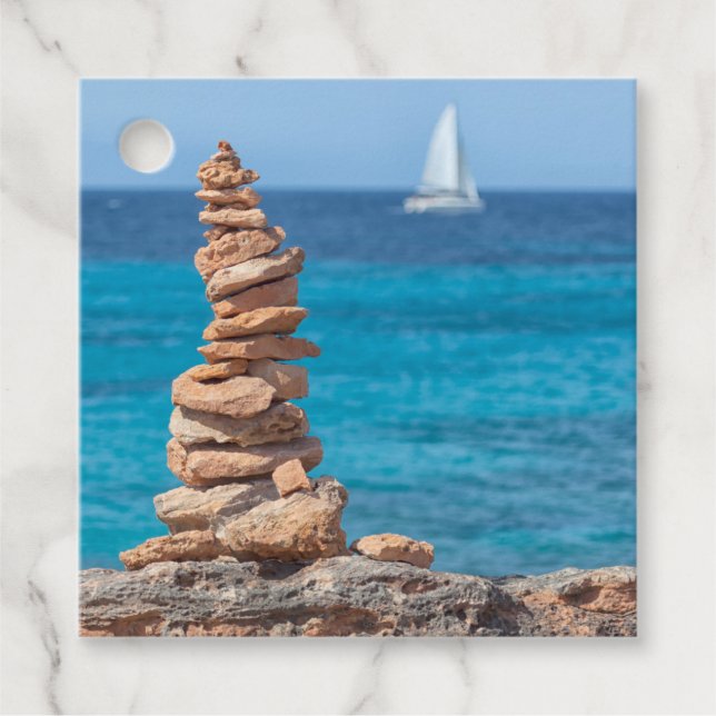 Étiquettes Cadeau Cairn à la mer Méditerranée (Devant)
