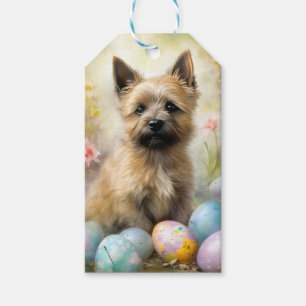 Étiquettes-cadeau Cairn Terrier avec les oeufs de Pâques
