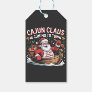 Étiquettes-cadeau Cajun Clause arrive en ville Noël Krampus