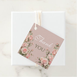 Étiquettes Cadeau Calèche de princesse Roses roses vintage Merci