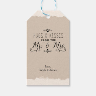 Étiquettes-cadeau CÂLINS & BISOUS de la part de M. & Mme Mariage Vin