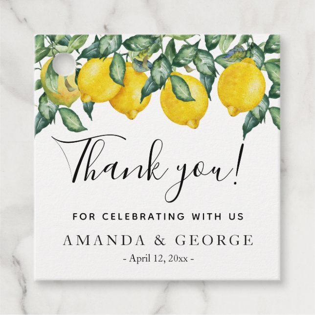 Étiquettes Cadeau Calligraphie citrons (Devant)