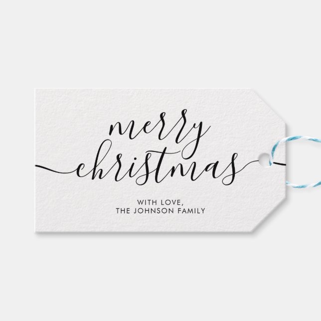 Étiquettes-cadeau Calligraphie classique Joyeux Noël (Devant (Horizontal))