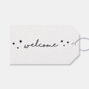 Étiquettes-cadeau Calligraphie de bienvenue noir et blanc. Moderne s