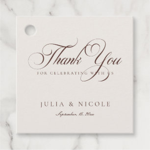 Étiquettes Cadeau Calligraphie de mariage classique écriture anglais