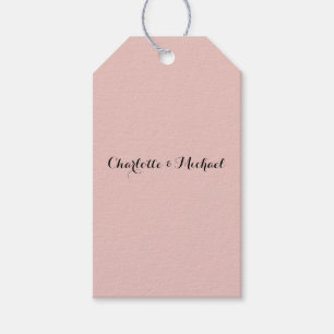 Étiquettes-cadeau Calligraphie de mariage Élégante Rose Or Nom Plain