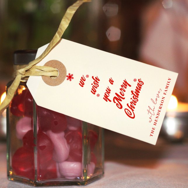 Étiquettes-cadeau Calligraphie des arbres de Noël | Nom de famille (Créateur téléchargé)