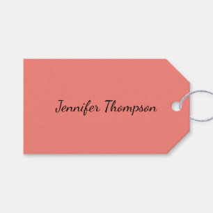 Étiquettes-cadeau Calligraphie Élégant Rose Corail Simple Nom