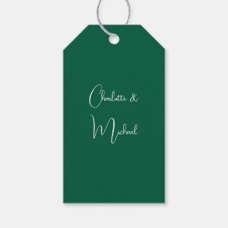Étiquettes-cadeau Calligraphie Élégant Vert Plaine Simple Noms