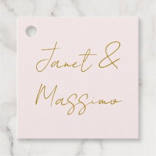 Étiquettes Cadeau Calligraphie élégante de couleur or et pastel Nom