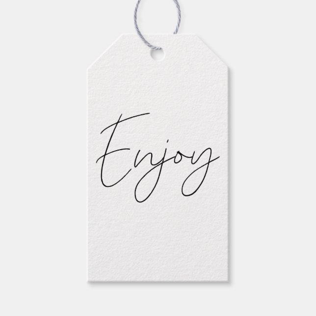 Étiquettes-cadeau Calligraphie élégante noir et blanc Profitez de la (Devant)