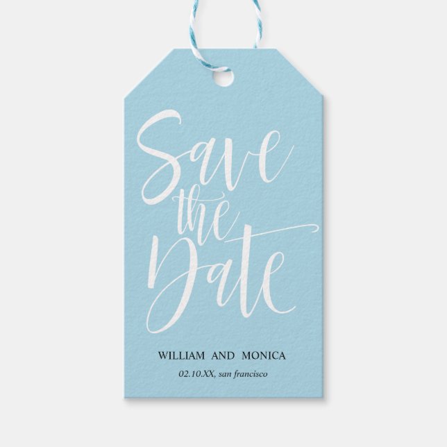 Étiquettes-cadeau Calligraphie en gras blanc AZURE MARIAGE MODERNE (Devant)