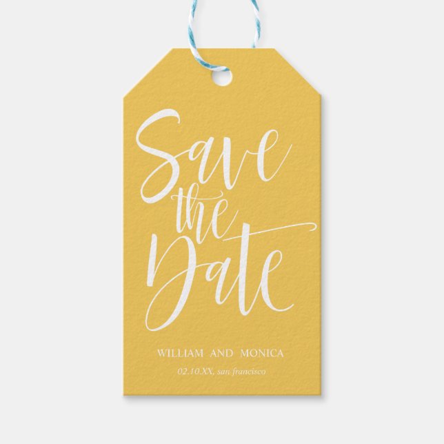 Étiquettes-cadeau Calligraphie en gras | Mustard moderne enregistrer (Devant)