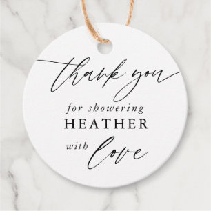 Étiquettes Cadeau Calligraphie Merci de nous avoir comblés d'amour