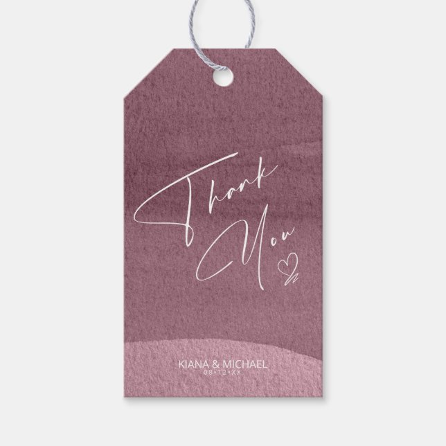 Étiquettes-cadeau Calligraphie Merci Heart Mauve ID771 (Devant)