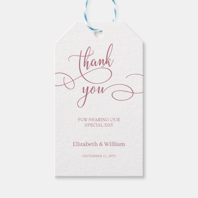 Étiquettes-cadeau Calligraphie minimale Mariage Favoriser Merci (Devant)