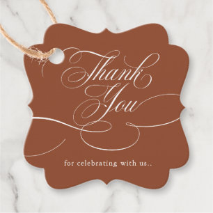 Étiquettes Cadeau Calligraphie moderne intemporelle Terracotta Merci