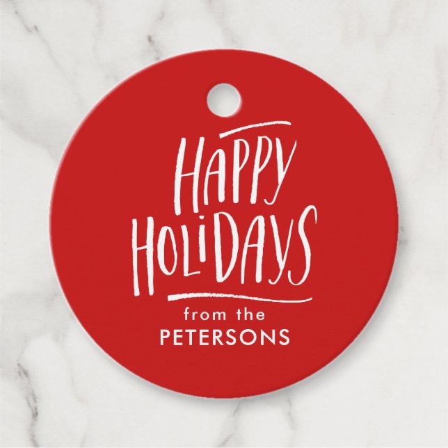 Étiquettes Cadeau Calligraphie moderne Joyeuses vacances (Devant)