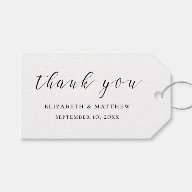 Étiquettes-cadeau Calligraphie noir et blanc. Écriture simple pour m (Devant (Horizontal))