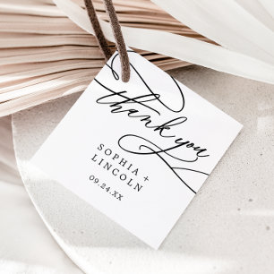 Étiquettes Cadeau Calligraphie romantique   Merci Mariage florissant