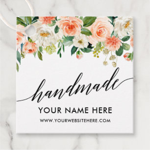 Étiquettes Cadeau Calligraphie Script Coral Floral artisanal