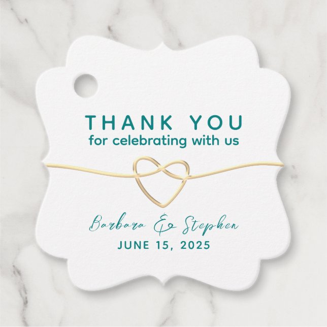 Étiquettes Cadeau Calligraphie Script Mariage Merci (Devant)