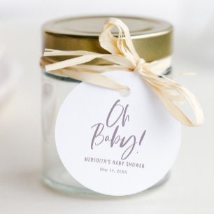 Étiquettes Cadeau Calligraphie simple Baby shower neutre entre les s