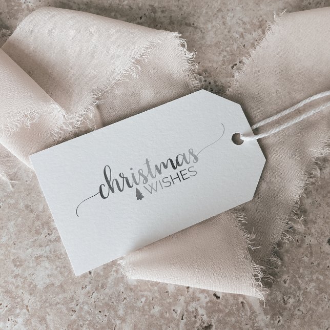 Étiquettes-cadeau Calligraphie simple en argent Nom de Noël (Créateur téléchargé)