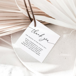 Étiquettes Cadeau Calligraphie simple Merci noir et blanc